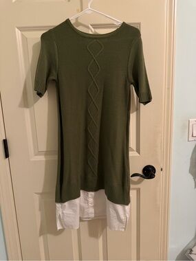 New York and company Olive Green Knit Tunic with Cable Detail